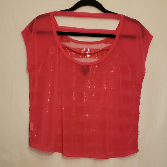 2B bebe pink sequence top | sheer shirt.. NWOT - Picture 4 of 7